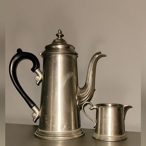 Antique Leonard English pewter coffee and Creamer set